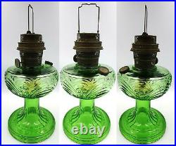 ALADDIN WASHINGTON DRAPE Green Glass Oil Kerosene Lamp Model B40 Round Base 1939