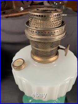 ALADDIN White & Green foot Corinthian Table Lamp Model B-125 B Burner c1935