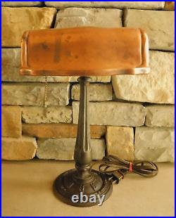 ANTIQUE 1930's ALADDIN COPPER and CAST IRON DESK LAMP / ART DECO 141/4 HIGH