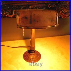 ANTIQUE 1930's ALADDIN COPPER and CAST IRON DESK LAMP / ART DECO 141/4 HIGH