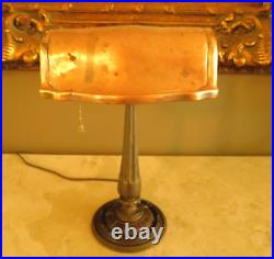 ANTIQUE 1930's ALADDIN COPPER and CAST IRON DESK LAMP / ART DECO 141/4 HIGH