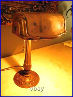 ANTIQUE 1930's ALADDIN COPPER and CAST IRON DESK LAMP / ART DECO 141/4 HIGH