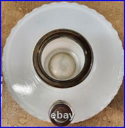 ANTIQUE 1937 ALADDIN DIAMOND QUILT MOONSTONE B-85 OIL LAMP With BURNER & CHIMNEY