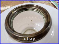 ANTIQUE 1937 ALADDIN DIAMOND QUILT MOONSTONE B-85 OIL LAMP With BURNER & CHIMNEY