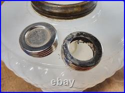 ANTIQUE 1937 ALADDIN DIAMOND QUILT MOONSTONE B-85 OIL LAMP With BURNER & CHIMNEY