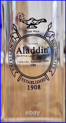 ANTIQUE 1937 ALADDIN DIAMOND QUILT MOONSTONE B-85 OIL LAMP With BURNER & CHIMNEY