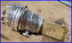 ANTIQUE 1937 ALADDIN DIAMOND QUILT MOONSTONE B-85 OIL LAMP With BURNER & CHIMNEY