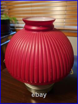 ANTIQUE ALADDIN ALUMINUM KEROSENE FONT NO. 23 With ORIGINAL RUBY RED SHADE