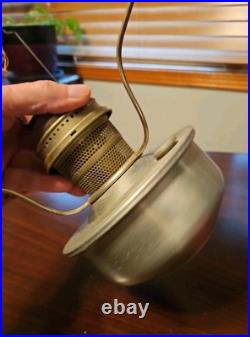 ANTIQUE ALADDIN ALUMINUM KEROSENE FONT NO. 23 With ORIGINAL RUBY RED SHADE