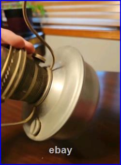 ANTIQUE ALADDIN ALUMINUM KEROSENE FONT NO. 23 With ORIGINAL RUBY RED SHADE