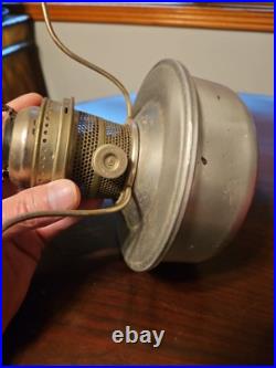 ANTIQUE ALADDIN ALUMINUM KEROSENE FONT NO. 23 With ORIGINAL RUBY RED SHADE