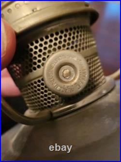 ANTIQUE ALADDIN ALUMINUM KEROSENE FONT NO. 23 With ORIGINAL RUBY RED SHADE