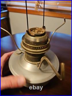 ANTIQUE ALADDIN ALUMINUM KEROSENE FONT NO. 23 With ORIGINAL RUBY RED SHADE