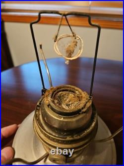 ANTIQUE ALADDIN ALUMINUM KEROSENE FONT NO. 23 With ORIGINAL RUBY RED SHADE