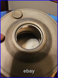 ANTIQUE ALADDIN ALUMINUM KEROSENE FONT NO. 23 With ORIGINAL RUBY RED SHADE