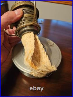 ANTIQUE ALADDIN ALUMINUM KEROSENE FONT NO. 23 With ORIGINAL RUBY RED SHADE