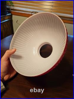 ANTIQUE ALADDIN ALUMINUM KEROSENE FONT NO. 23 With ORIGINAL RUBY RED SHADE