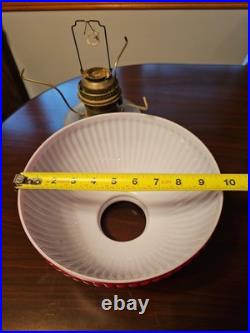 ANTIQUE ALADDIN ALUMINUM KEROSENE FONT NO. 23 With ORIGINAL RUBY RED SHADE