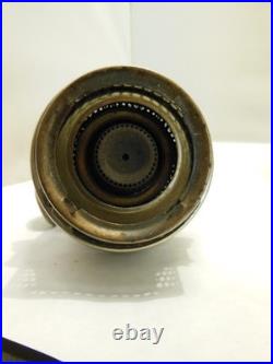 ANTIQUE ALADDIN CLEAR CORINTHIAN OVER URANIUM GREEN OIL LAMP With B BURNER & CHIMN