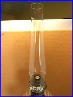 ANTIQUE ALADDIN CLEAR CRYSTAL CORINTHIAN OIL LAMP with CHIMNEY & MODEL B BURNER