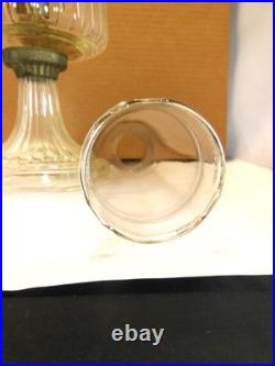 ANTIQUE ALADDIN CLEAR CRYSTAL CORINTHIAN OIL LAMP with CHIMNEY & MODEL B BURNER