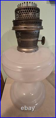 ANTIQUE ALADDIN Ivory/White Nu Type Model B Alacite Glass Oil Lamp