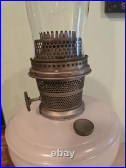 ANTIQUE ALADDIN Ivory/White Nu Type Model B Alacite Glass Oil Lamp