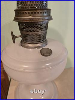 ANTIQUE ALADDIN Ivory/White Nu Type Model B Alacite Glass Oil Lamp