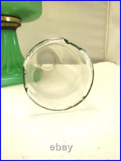 ANTIQUE ALADDIN JADEITE MOONSTONE CORINTHIAN OIL LAMP with CHIMNEY & B BURNER #3