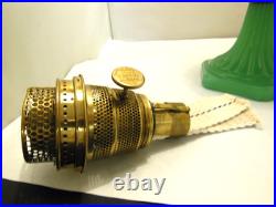 ANTIQUE ALADDIN JADEITE MOONSTONE CORINTHIAN OIL LAMP with CHIMNEY & B BURNER #3