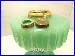 ANTIQUE ALADDIN JADEITE MOONSTONE CORINTHIAN OIL LAMP with CHIMNEY & B BURNER #3