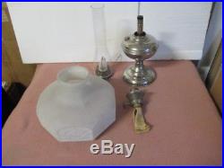 ANTIQUE ALADDIN MODEL 6 NICKEL FINISH PARLOR LAMP WithORIGINAL SHADE-COMPLETE