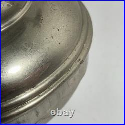 ANTIQUE ALADDIN MODEL 9 NICKEL PLATED BRASS OIL LAMP w PAINTED FLORAL PINK SHADE