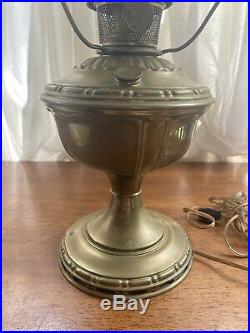 ANTIQUE ALADDIN NO. 7 BRASS OIL LAMPELECTRIFIED With Chimney & Shade