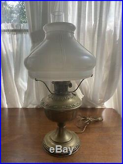 ANTIQUE ALADDIN NO. 7 BRASS OIL LAMPELECTRIFIED With Chimney & Shade