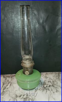 ANTIQUE ALADDIN Nu Type Model B GREEN JADITE jadeite Glass OIL LAMP Light