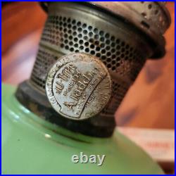 ANTIQUE ALADDIN Nu Type Model B GREEN JADITE jadeite Glass OIL LAMP Light