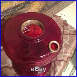 ANTIQUE ALADDIN OIL KEROSENE GLASS LAMP RUBY RED BEEHIVE B BURNER ORIGINAL NR