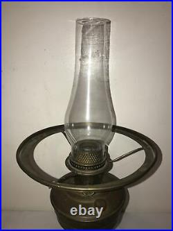 ANTIQUE ALADDIN OIL LAMP BRASS, COMPLETE WithCHIMNEY, SHADE & BURNER #12