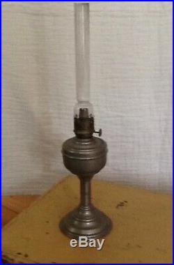 ANTIQUE ALADDIN OLD NICKEL/PEWTER KEROSENE OIL 1872 Burner Table Lamp