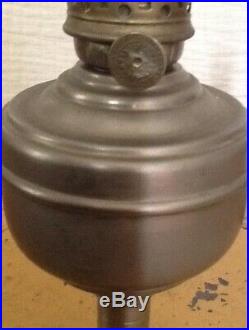 ANTIQUE ALADDIN OLD NICKEL/PEWTER KEROSENE OIL 1872 Burner Table Lamp