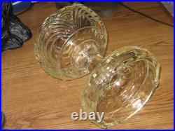 ANTIQUE ALADDIN WASHINGTON DRAPE PATTERN GLASS OIL LAMP w BURNER CHIMNEY ADAPTER