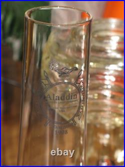 ANTIQUE ALADDIN WASHINGTON DRAPE PATTERN GLASS OIL LAMP w BURNER CHIMNEY ADAPTER