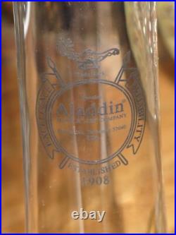 ANTIQUE ALADDIN WASHINGTON DRAPE PATTERN GLASS OIL LAMP w BURNER CHIMNEY ADAPTER