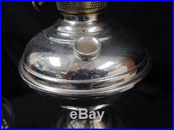 ANTIQUE CHROME ALADDIN MODEL NO. 6 KEROSENE OIL LAMP COMPLETE GREAT CHROME