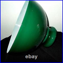 ANTIQUE EMERALITE GREEN CASED OIL/KEROSENE/ELECTRIC LAMP SHADE 10 Fitter