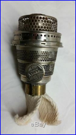 ANTIQUE NEVER USED NICKEL MODEL B NU-TYPE ALADDIN BURNER KEROSENE OIL LAMP