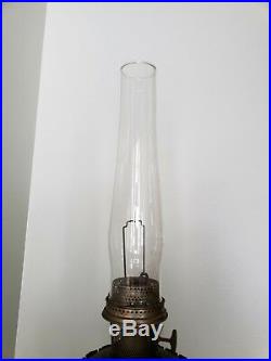 ANTIQUE NU-TYPE ALADDIN MODEL B OIL/KEROSENE TABLE LAMP MARBLE WithORNATE FACES