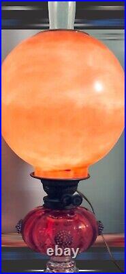 ANTIQUE VICTORIAN FLUID LAMP/vintage Hurricane Lamp/PARLOR BANQUET OIL LAMP