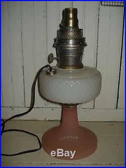 ANTIQUE VINTAGE ALADDIN Pink Opalescent Lamp (Parts)